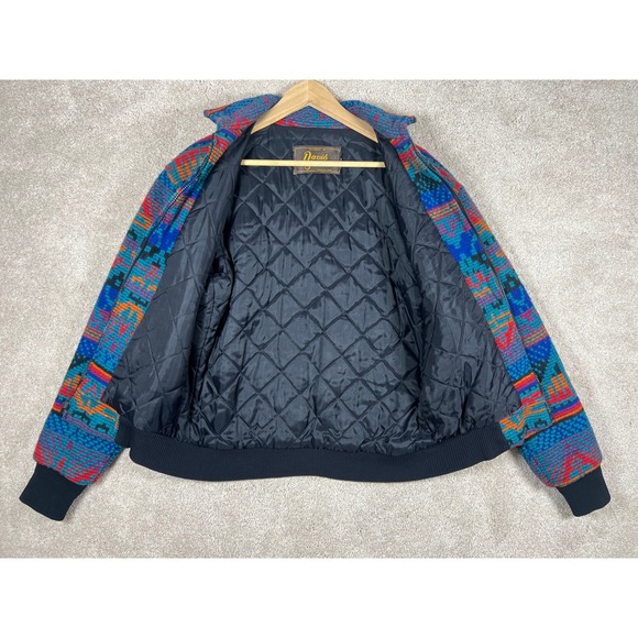 Vintage David James Aztec Southwest Knit Bomber Jacket‎ Full Zip M Colorful Wool - Picture 4 of 10